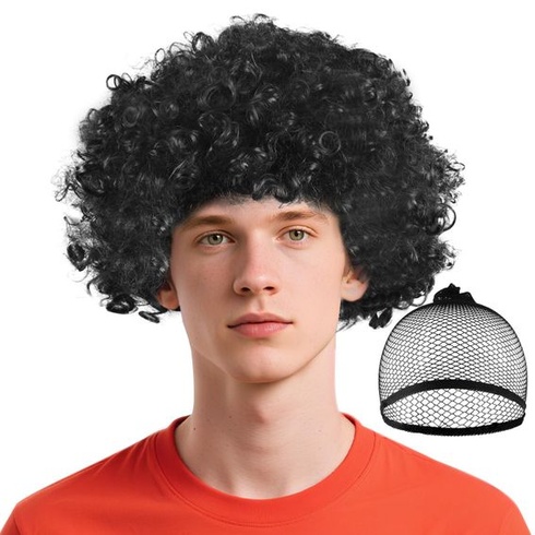 Pánska afro parochňa, kučeravé vlasy, parochňa disco klaun, čierna
