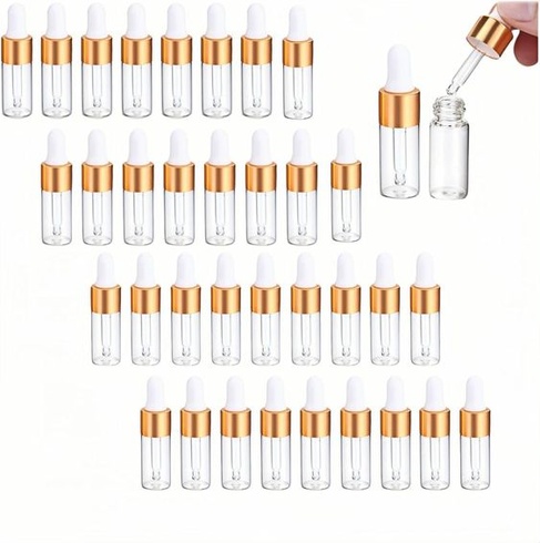Pipetovacie fľaštičky, 30 kusov, mini pipetovacie fľaštičky, 3 ml, malé sklenené fľaštičky, priehľadné