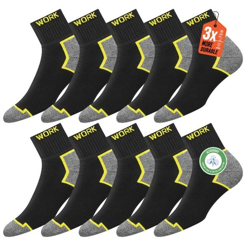 SOXCO 10 párov pánskych krátkych pracovných ponožiek, čierne | Polstrované krátke ponožky | DRI-WIK
