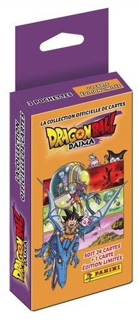 Sběratelské karty Panini Dragon Ball DAIMA – blistrové balení, 3 obaly + 1 karta, limitovaná edice
