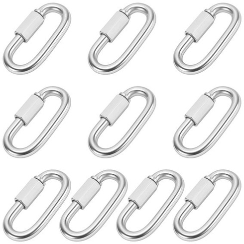 10 šroubovacích karabin M8, nerezová ocel 304, šroubovací uzávěr M8, vnitřní šířka 18 mm, délka
