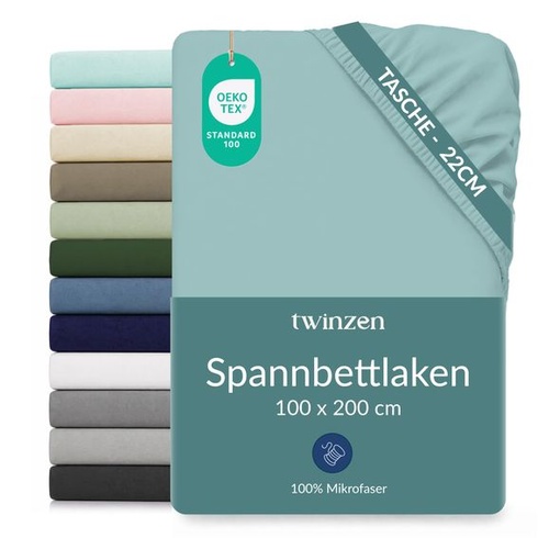 Prestieradlo Twinzen 100x200cm, veľký klobúk 25cm, Aqua Aqua 100 x 200 cm