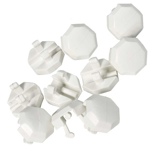 JCP 10 x biele, okrúhle krytky odtokov z UPVC, osemhranné krytky odtokov pre okná a dvere