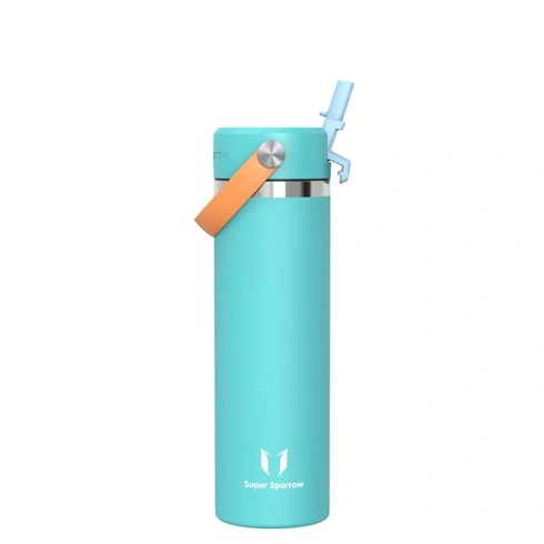 Termoska Sparrow z nerezovej ocele 750ml so slamkou a viečkom, mätovo zelená