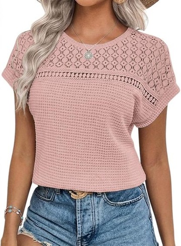 Dámska elegantná blúzka Chicrise s krátkym rukávom, krajkový top, háčkované tričko, letné