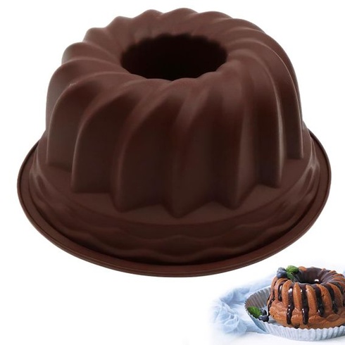 Veľká silikónová forma na torty Bundt, Ø 24 cm, tmavo hnedá