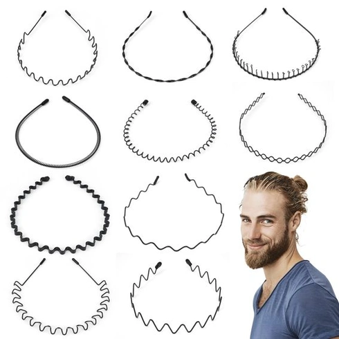10 kusov kovových vlnitých čeleniek do vlasov, elastické čelenky pre ženy a mužov, športový unisex
