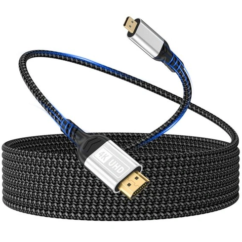 Micro HDMI na HDMI, kábel 2 m 4K @ 60Hz Micro HDMI 2.0 kábel, 3D HDR, ARC, micro HDMI na HDMI