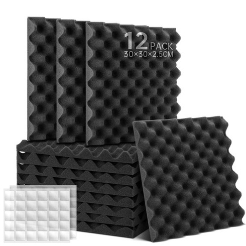 Soundsbay Akustická pena Krabica na vajíčka 12 kusov Čierna 30x30x2, 5 cm Samolepiace príslušenstvo -