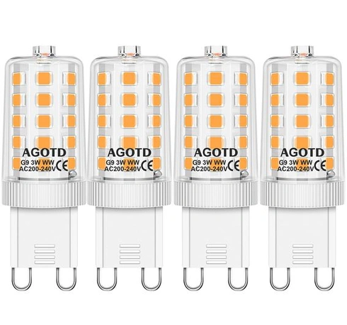 AGOTD G9 LED žárovky teplá bílá 3000K, balení 4 ks