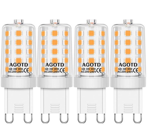 AGOTD G9 LED žiarovky teplá biela 3000K, balenie 4 ks