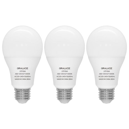 ORALUCE E27 LED teplá biela 12W, nahrádza 100wattové žiarovky, 3000K, 3 kusy Teplá biela 3000K 3 kusy