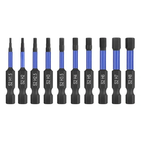 Sada šestihranných bitů HPHOPE Impact, 10 kusů, HEX H1,5 - H8, délka 50 mm, 10 kusů, metrické