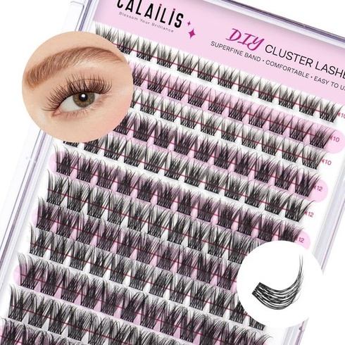 Individuálne riasy CALAILIS 144 ks DIY zhlukové riasy D Curl individuálne predĺženie rias predĺženie