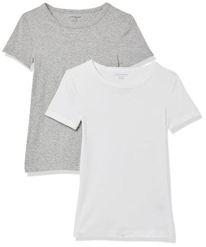Dámske tričko s krátkym rukávom a okrúhlym výstrihom Amazon Essentials, úzky strih XL, biela/svetlo