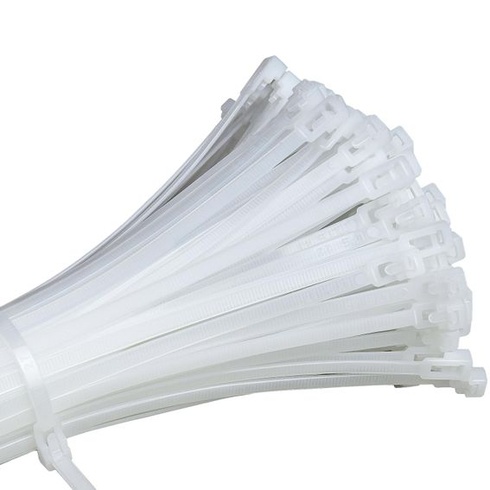 100 bielych sťahovacích pások 200x4,8 mm, znovuuzatvárateľné sťahovacie pásky odolné voči UV žiareniu