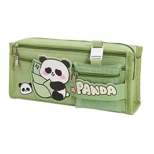 Penál Panda - Velkokapacitní penál do školy a kanceláře (zelený)