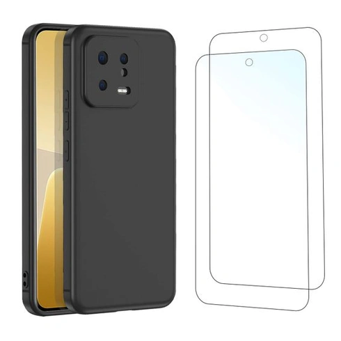 NOVINKA Pouzdro pro Xiaomi 13 + 2x tvrzené sklo pro ochranu obrazovky černé 13
