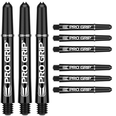 Target Darts 3 sady Pro Grip Spin Dart Stems - 9 kusů, černé, krátké - 34 mm