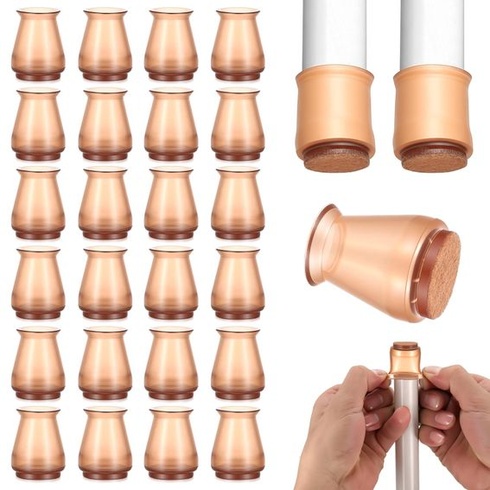 24 silikónových a plstených chráničov nôh stoličiek, 14-20 mm