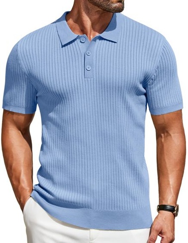 Pánské pletené polo tričko COOFANDY s krátkým rukávem, jemně pletené polo tričko, retro golfové