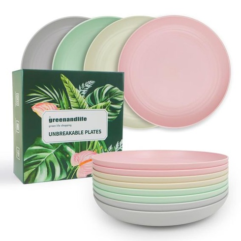 Sada 8 tanierov s priemerom 25 cm, nerozbitné jedálenské taniere, opakovane použiteľné taniere, ľahké