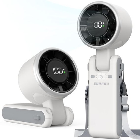 Ručný ventilátor SURFOU s batériou 4000 mAh, prenosný mini turbo ventilátor s 5 rýchlosťami, LED