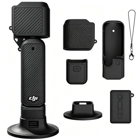 Silikónové puzdro pre DJI Osmo Pocket 4, ochranný kryt so silikónovým stojanom a pútkom na ruku