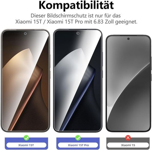 NOVINKA, balenie 3 kusov, tvrdené sklo pre Xiaomi 15T, Xiaomi 15T Pro (6,83 palca), odolné proti