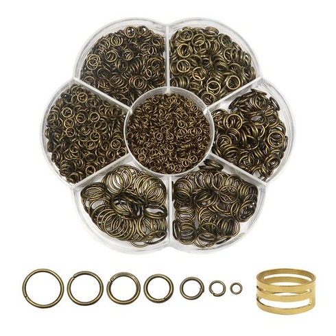 TOAOB 2300 kusov starých bronzových krúžkov, 3 mm až 10 mm, 7 veľkostí, delené krúžky
