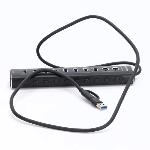 USB C 3.2 Hub Aktivní s napájením (60W 12/5A), RSHTECH 11portový USB C 3.1 Gen2 Hub s 20W PD, 3 *