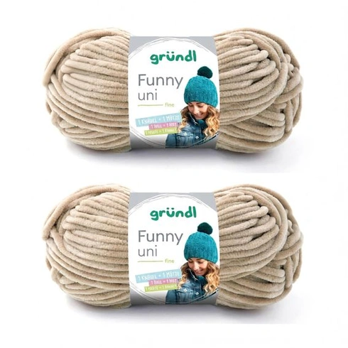 Gründl Funny Uni Chenille Wool, 2 klubíčka po 100 g, béžová