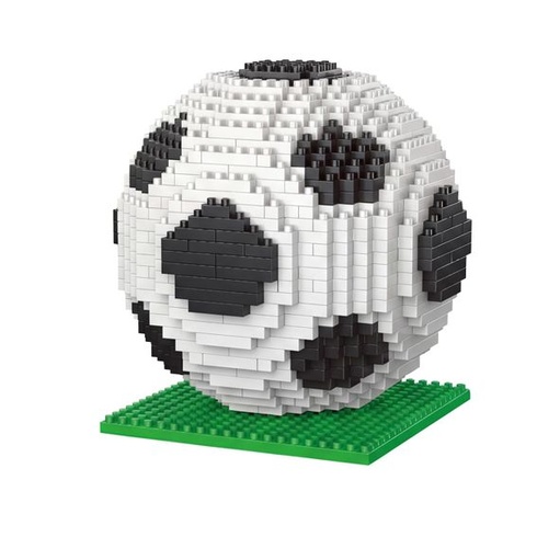 800dielna 3D sada futbalových kociek so základňou zo zelenej trávy, mikro puzzle model lopty pre