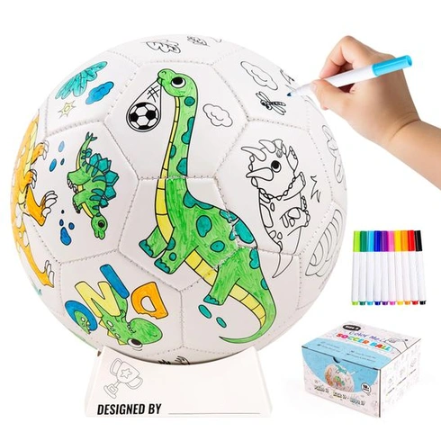 Futbalová lopta U&C Planet veľkosť 3 na vyfarbovanie s dinosaurami, pre deti 3-8 rokov