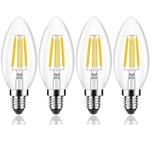 E14 LED žiarovka teplá biela, nahrádza 40W žiarovky, tvar sviečky, číra, 2,2W 2700K (4)
