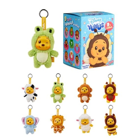 Disney YuYus Medvedík Pú Vlna 1 – Plyšové vinylové prívesky v štýle taštičky, 9 designov zvieracích