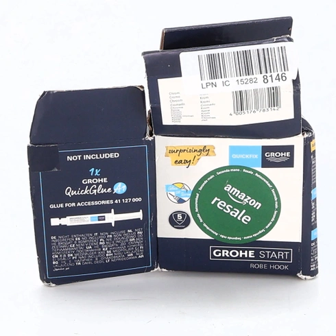 Grohe Start QuickFix - Jednoduchý kúpeľňový háčik, chróm, na lepenie (QuickGlue A1) alebo skrutkovanie,