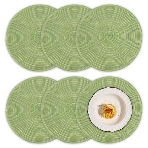 6 kusov 30cm izolačných prestieraní, okrúhlych, opletených, prateľných