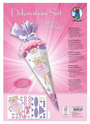Ursus 9880015F - Dekorace Fantasy Baletka, 4 listy tvořivého kartonu DIN A4, na zdobení školního