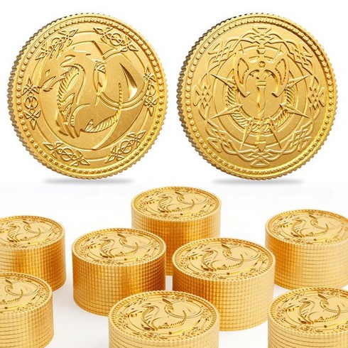 Zlaté mince Byhoo 50 ks, kovové mince Dragon Yue pre D&D s koženým puzdrom, robustné obojstranné