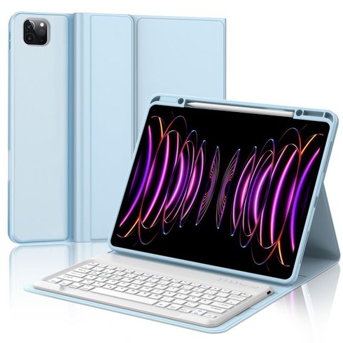 Pouzdro s klávesnicí pro iPad Pro 12,9 palce 6./5./4./3. generace, modro-modrá klávesnice