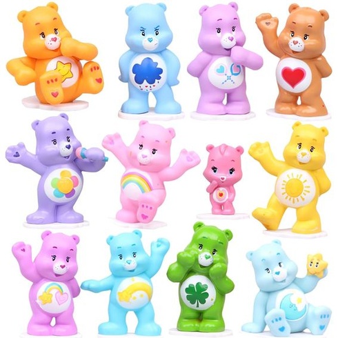 Dekorácia na tortu s kreslenými medveďmi 12 ks, sada minifigúrok dúhových medveďov, ozdoba na tortu,
