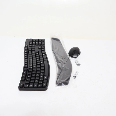Sada klávesnice a myši Amazon Basics, ergonomická, bezdrátová, německé rozložení - černá