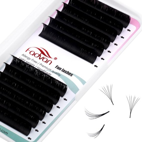 Samonavíjecí objemové řasy Easy Fan Lashes prodloužení řas C curl 0,05 mm 10 mm 12 řad Lehce