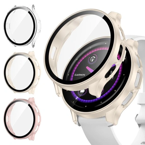Ochranné pouzdro Kamita 3 kusy kompatibilní s Garmin Venu 3S 41mm, čiré + růžové + bílé, Venu 3S