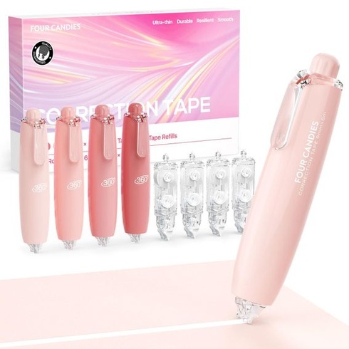 Korekční páska Four Candies Retractable Gradient, balení 4 ks, bílá páska se 4 dalšími náplněmi,