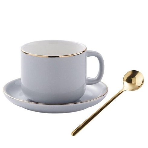 Sada kávových hrnků 280ml Espresso hrnek s podšálkem a lžičkou Keramický hrnek se zlatým okrajem