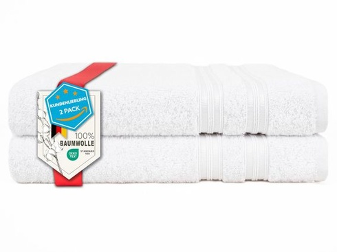 Hammetex Sada 2 ručníků do koupelny 70x140 cm, Ručník do sprchy, 100% bavlněné froté, bílá 2x