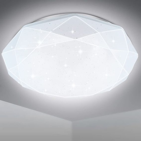 LED stropné svietidlo EXTRASTAR, Ø40cm okrúhly diamantový vzor, ​​36W 3820LM, 6500K studená biela, bez