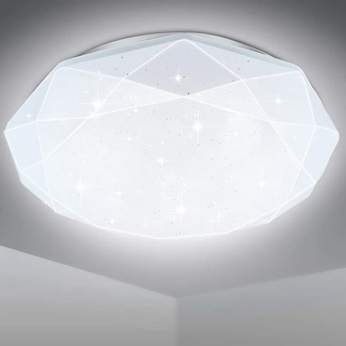 LED stropní svítidlo EXTRASTAR, Ø40cm kulatý diamantový vzor, 36W 3820LM, 6500K studená bílá, bez